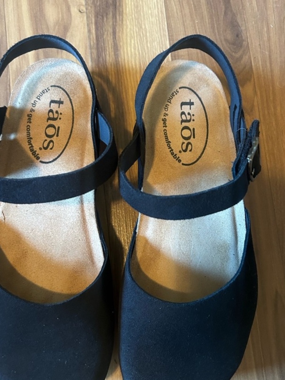 Taos Black Suede Mary Jane Sling Back Clog With Ankle Strap Arch Support Size 7 - Picture 4 of 7